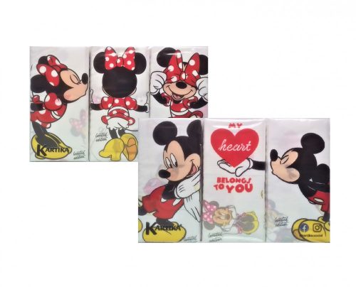 Minnie-Mickey mintás 4 rétegű papírzsebkendő 6x9db
