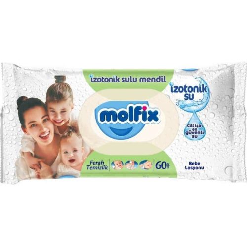 Molfix Fresh Clean törlőkendő izotóniás vízzel és ápoló krémmel, 60 lap