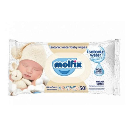 Molfix Newborn sensitive izotóniás vizes popsitörlő, 50 lap